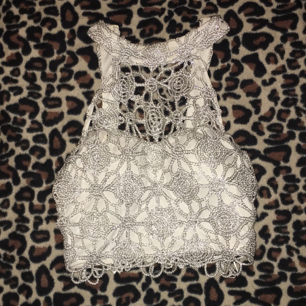 WHITE TWO PIECE PROM DRESS